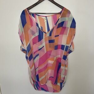 Victoria's Secret Silk Sheer Swim Cover Up Dress Pink Orange Small Cruise Resort